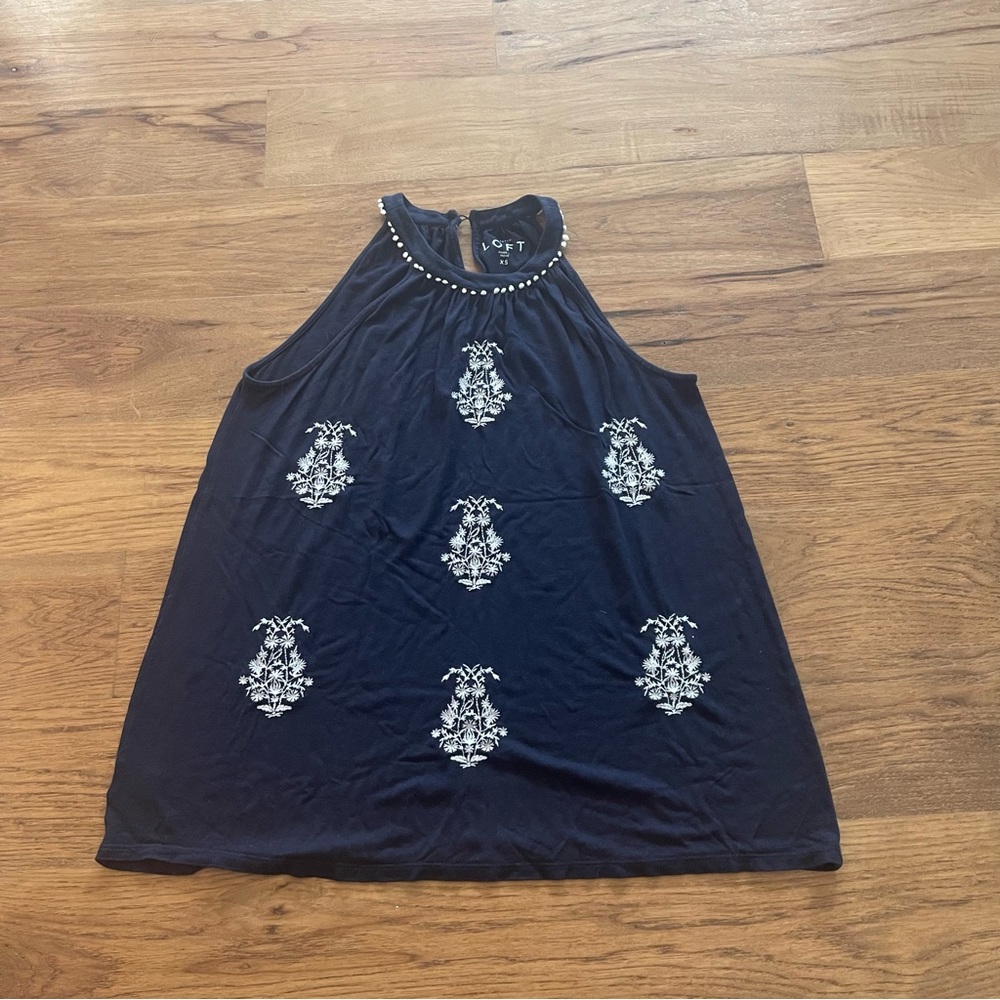 2 for $10 LOFT Navy Tank Top - Picture 3 of 4